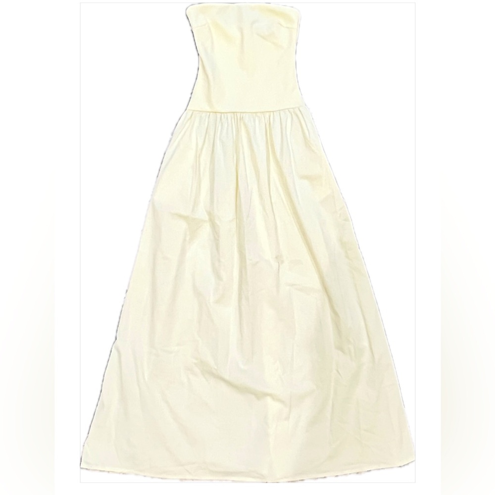 White Fox Boutique Take Back Strapless Maxi Dress With Pockets in Lemon Size XS - Picture 5 of 6